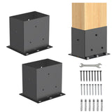 2 Pcs Post Base,4 x 6 Post Brackets(Acturl3.6 x5.6), Heavy Duty Black Metal Powder-Coated Thick Steel Post Anchor Outdoor for