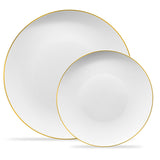 PLASTICPRO White Plastic Design Party Plates Premium heavyweight Elegant Disposable Tableware Dishes (128, White Organic with Go