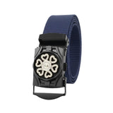Niddleman Army Chakri Stylish Canvas Belt For Men| Black & Silver Chakri Buckle |MilitaryStyle, Adjustable For Casual And Forma