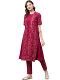 Ziyaa Women'S Crepe Straight Fit Kurta (Zikucr3502-M_Dark Pink_M)