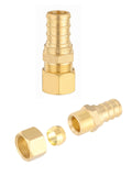 (Pack of 2) EFIELD 1/2 Crimp Pex X 3/8 OD Compression Straight Transition Adapter Brass Fittings, ASTM F1807 (2)
