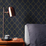 Timeet Geometric Wallpaper Peel and Stick Wallpaper Gold and Blue Contact Paper Self-Adhesive Removable Wallpaper 17.7 x 197 for