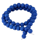 Natural Stone Beads for Jewelry Making Round Smooth Genuine Dark Blue Volcanic Lava Gemstone Loose Energy Healing Beads for Neck