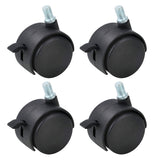 HOWDIA 2 Inch M8 1.25 Threaded Stem Nylon Swivel Caster Wheels with Brake - Floor-Protecting Light-Duty Replacement for Carts,