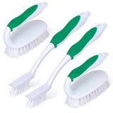 HileSwan Scrub Brush Set, 4 Pack Deep Cleaning Brush Kit - 2 Scrub Brush, 2 Tile & Grout Brush with Built-in Scraper, Household
