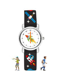 Spiky Round Analog Watch For Kids (Black) | Astro Designer Printed Strap | Water Resistant | Stylish Unisex Best Birthday Gift |