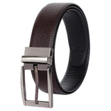 Swhf Reversible Leather Belt For Men | Black & Brown | Formal & Casual Wear | Adjustable Waist | Genuine Leather | Metal Buckle