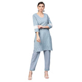 idaLia Cotton Blend Kurta Set for Women, 3/4 Sleeve, Calf-Length, Elegant Design for Special Occasions