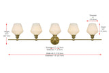 Living District Indoor Modern Home Decorative Bright Ceiling Gene 5 Light Chrome And Frosted White Glass Wall Sconce