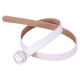 Romp Fashion Women White P.U Leather Round Buckle Belt For Casula And Formal Ladies Dress
