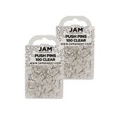 JAM PAPER Colorful Push Pins - Clear Pushpins - 2 Packs of 100