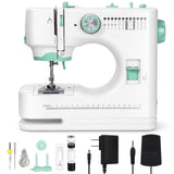 Sewing Machine for Beginners, Portable Electric Mini Sewing Machine with Dual Speed and Accessories Kit,Built-in 12 Stitches,Twi