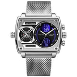 Feice Wathes For Men Digital Led Analog Quartz Wristwatch Business MenS Watch Multifunction Square Chronograph 24H Calendar Stai