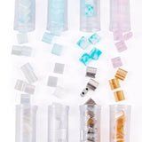 Boutigem 144Pcs 5mm 2-Hole Glass Seed Beads Tila Beads Flat Two Hole Square Beads Rectangle Crystal Glass Tile Beads Square Wais
