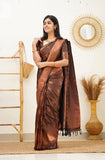 Shiv Textiles Womens Banarasi Silk Saree With Blouse Perfect For Every Occasion Copper Zari Brown