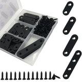 QSJ 40 Pack Black Corner Braces Flat Bracket Set 1.42/1.81/2.2/3inch Stainless Steel Metal Plate for Wood