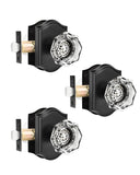 Gobrico Matte Black Passage Door Knobs Interior,Crystal Glass Door Knobs for Hall Closet,Keyless Clear Diamond Glass Door Lock Handle,3 Pack