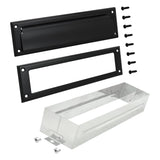 Nuk3y Solid Brass Mail Slot with Sleeve (Matte Black, 13 x 3.625)