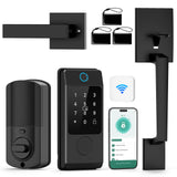 Wi-Fi Smart Deadbolt Lock with Handle Sets, Miuedo Keyless Entry Door Lock for Front Door, Compatible with Alexa & Google Assist