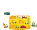 Hape Construction Peg Puzzle| 10 Piece Wooden Peg Jigsaw Puzzle Game, Learning Toy for Toddlers