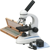 AmScope M149CPS50 Compound Monocular Microscope, WF10x and WF25x Eyepieces, 40x1000x Magnification, LED Illumination, Brightfi