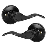 Gobrico 2 Pack Matte Black Dummy Door Levers, Wave/Drop Style Inactive Door Handle, 1 Right-Handed and 1 Left-Handed Knob