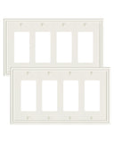 TREEWELL 2-Pack Quad Decorator Outlet Cover Plate, Zinc Alloy Decorative Light Almond 4 Gang Switch Plates for Electrical Outlet