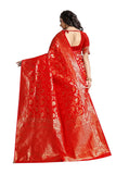 Sugathari Womens Banarasi Saree Pure Kanjivaram Silk Saree Soft New Ladies 2023 Design Wear Pattu Sarees Latest Cotton Party Sari Collections With Blouse Piece For Wedding Sadi (Sam Pari-164 Red)