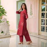Anni Designer Women'S Rayon Viscose Printed Straight Kurta With Pant (Twisha Red_M_Red_Medium),Red,M,Rayon,Regular,
