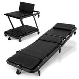 Magshion Garage Creeper Seats 48 Inch 2 in 1 Folding Rolling Mechanic Creeper Roller Seat with 7 Caster Wheels 330 lbs Capacity