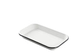 TableCraft 10349 Sheet Pan, 1/8 Size, 10inch x 6inch x 11/8inch, White with Black Rim, Enamel