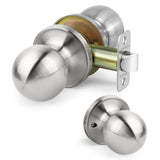 LOQRON Passage Door Knob, Nonlocking Ball Door Knob, Keyless Interior Round Doorknob for Right and Left Side Hallways, Closet, C