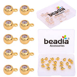 BEADIA 18K Gold Plated Stopper Beads 6mm 20pcs Insert Silicon Round with Ring Length Adjust Spacer Beads for Jewelry Making Find