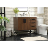 Elegant Decor Indoor Modern Under Sink Bathroom Fixtures Storage Organizer Cabinet 48 Inch Single Bathroom Vanity - Grey With Ba