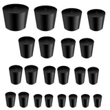 22 PCS Set of Black Solid Rubber Stoppers (11 Assorted Sizes) 000#-8# Tapered Lab Plugs for Sealing