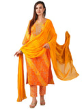 Gosriki Women'S Cotton Blend Straight Printed Kurta With Pant & Dupatta (Vedhabali Mustard-Gs_Xl_Mustard_X-Large),Mustard,,B0D5VK3FRY