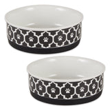 Bone Dry Lattice Collection Pet Bowl & Canister, Medium Set, 6X2 Inches, Black, 2 Piece