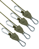 Keovoker 4Pack Retractable Ratchet Tie Down Straps, 13 Ft 1/8Adjustable Rope Roller, Heavy Duty Ratcheting Pulley System wit