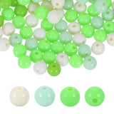HARFINGTON 100pcs Cream Green Acrylic Round Beads 8mm Dia 1.9mm Hole Plastic Resin Smooth Balls Loose Bead for Jewelry Making Br