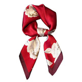 Mgbmyltm 1Piece Burgundy Camellia Print Satin Square Scarf, 70X70Cm Hair Bandana And Neck Wrap, Silky Scarf For Women Stylish E