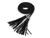 Allegra K Tassel Detailing Braided Decorative Leather Waist Belt Band Black For Ladies