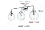 Living District Indoor Modern Home Decorative Bright Ceiling Hanson 3 Lights Bath Sconce In Brass With Clear Shade