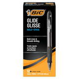 BIC Glide Bold Black Ballpoint Pens, Bold Point (1.6mm), 12Count Pack, Retractable Ballpoint Pens With Comfortable Full Grip