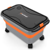 FlowMangol Glide CB 55 Collapsible Bucket 5.5 Gallon for Car Washing with Wheels, Handle, Drain Plug and Water Outlet, Foldable