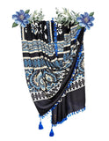 Chandwasia Scarf | For Travel Daily Outings Neck Styling Shoulder Draping | Viscose Fabric Floral Paisley Geometric Print Tassel