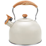 Foedo Tea Kettle Stovetop, 2.6Qt Whistling Tea Pots for Stove Top, Heat-resistant Folding Handle,Cute Teapot(Beige)