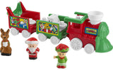 Fisher-Price Little People Toddler Toy Musical Christmas Train with Santa Elf & Reindeer Figures for Pretend Play Kids Ages 1+ Y