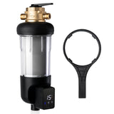 iSpring WSP500ARJ-BP Whole House Water Filter System Prefilter, Auto Flushing Spin Down Sediment Filter for Well Water, Integrat