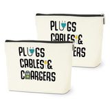 2 PCs Cable Organizer Bag Funny Makeup Bag Charger Bag Plugs Cosmetic Bag, Travel Storage Bag for Charging Cord Electronics Acce