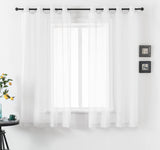 DUALIFE White Short Sheer Curtains 45 Inch Length for Small Windows with Grommet 2 Panels Solid Gauze Voile Drapes Window Semi Sheer Curtains for Bedroom Bathroom Kids Room Kitchen 52x45 Iches